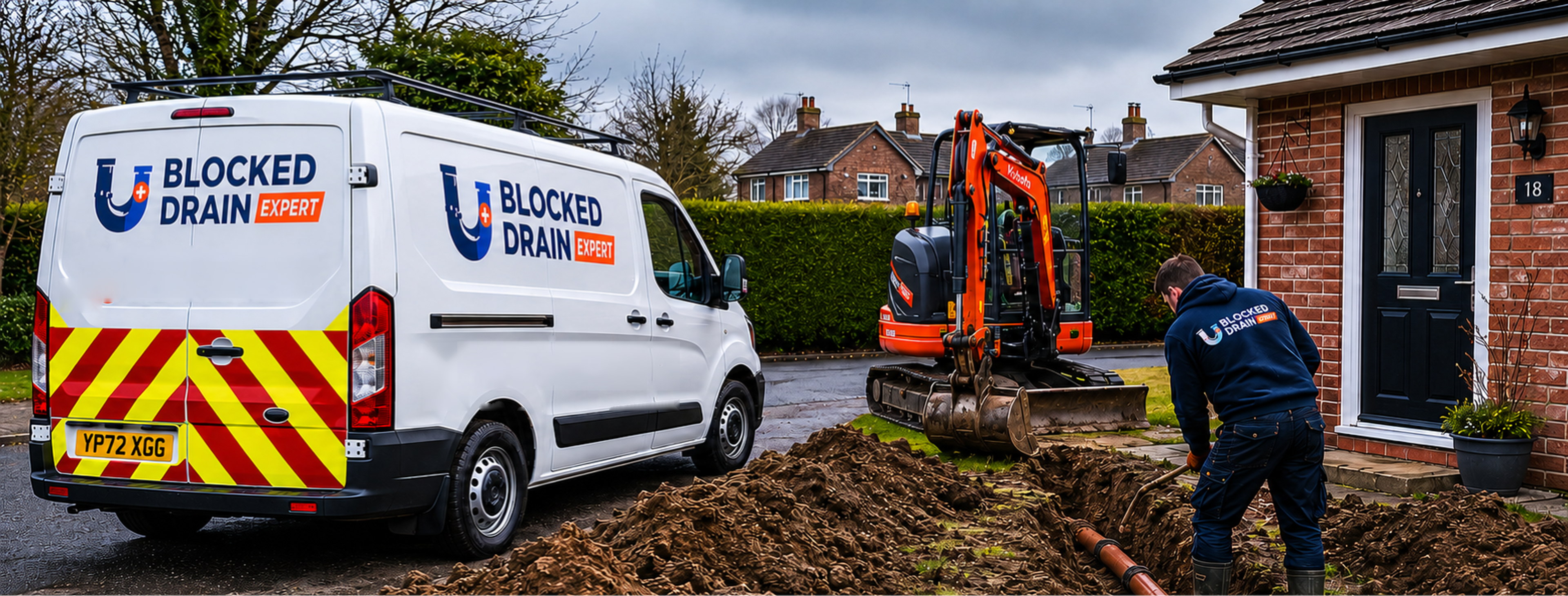 Blocked Drain Expert engineer and branded drainage van